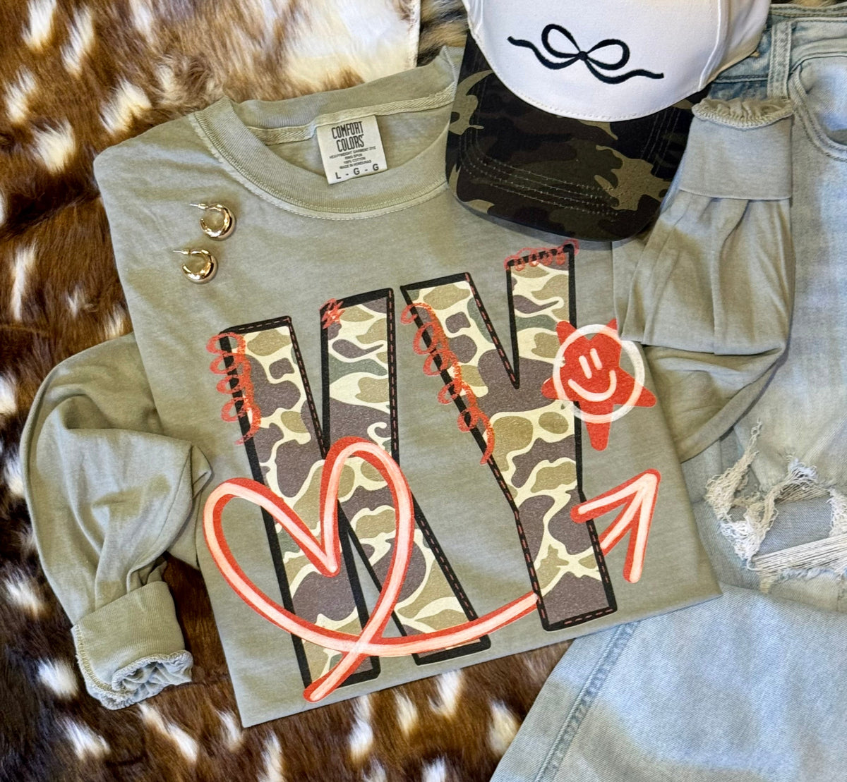 KY Camo Doodle State Tee/Long Sleeve