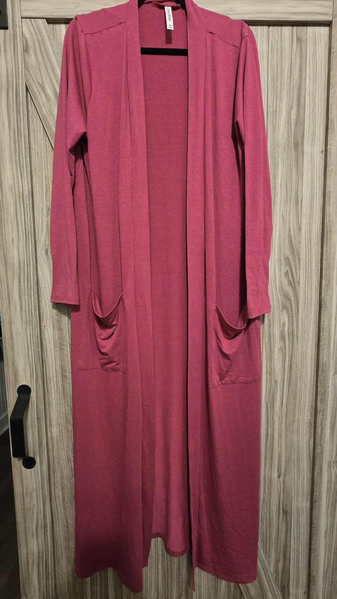 Zenana Long Cardigan Rosey Red - 1X & 2X