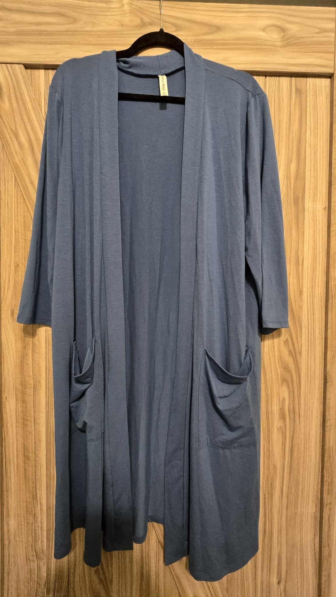 Zenana Long Cardigan Dusty Blue 2X