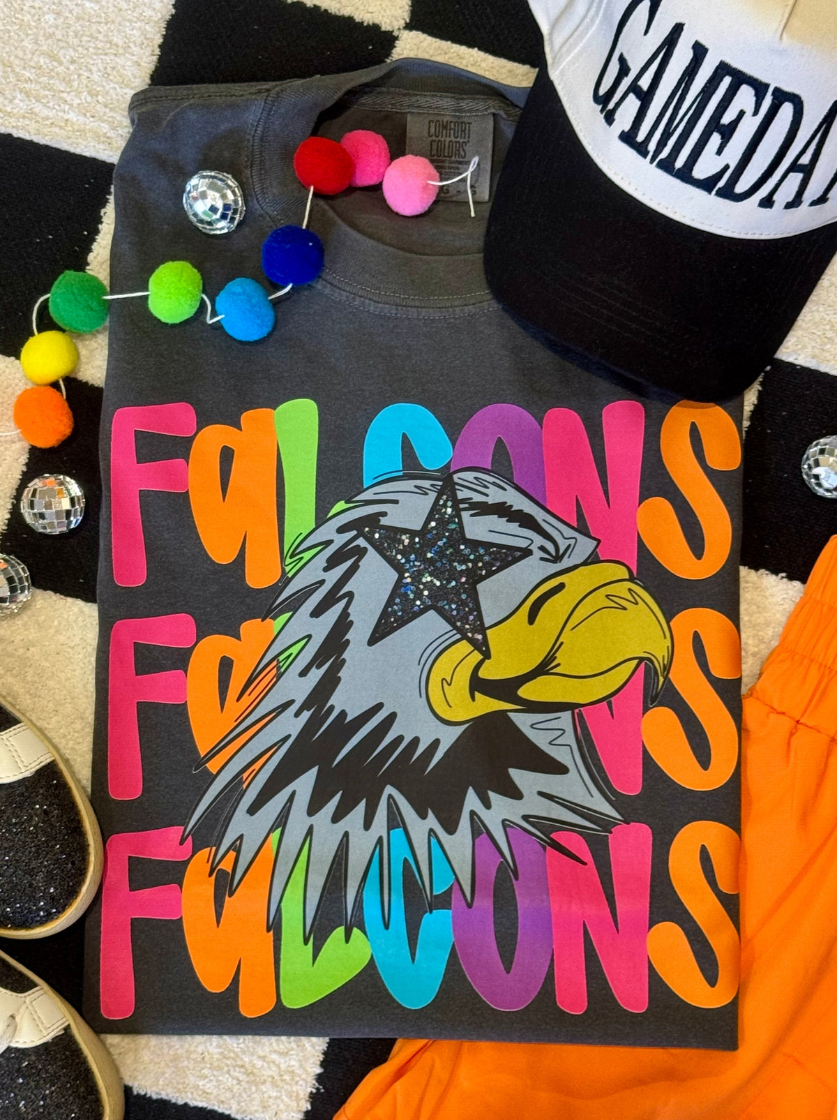 Falcons Neon Mascot Tee