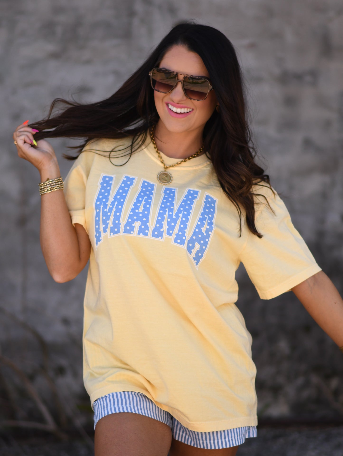 Mama Blue Polka Dots Tee