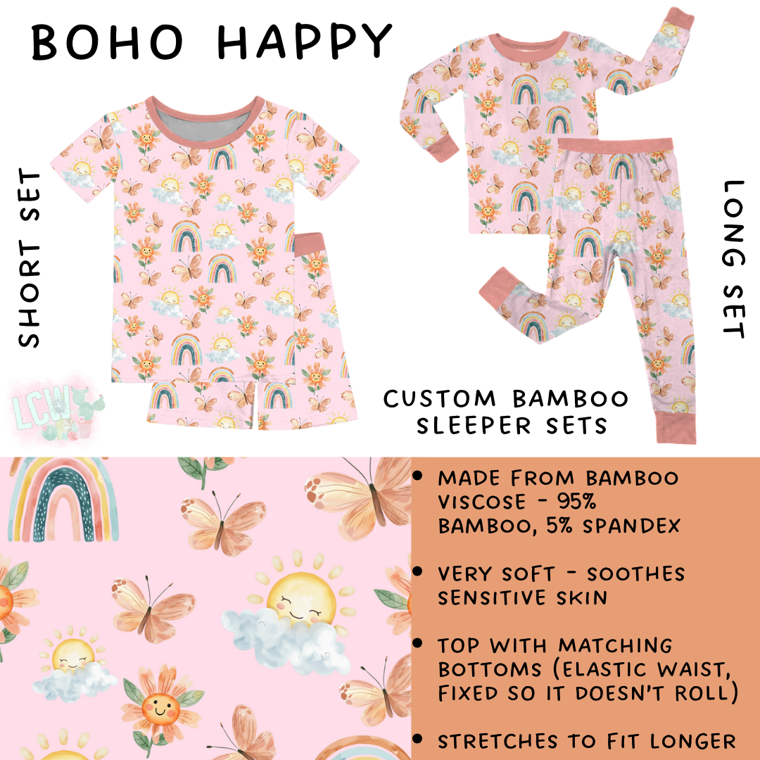 Ready To Ship - Boho Happy Bamboo Long Sleeper Set - 3T