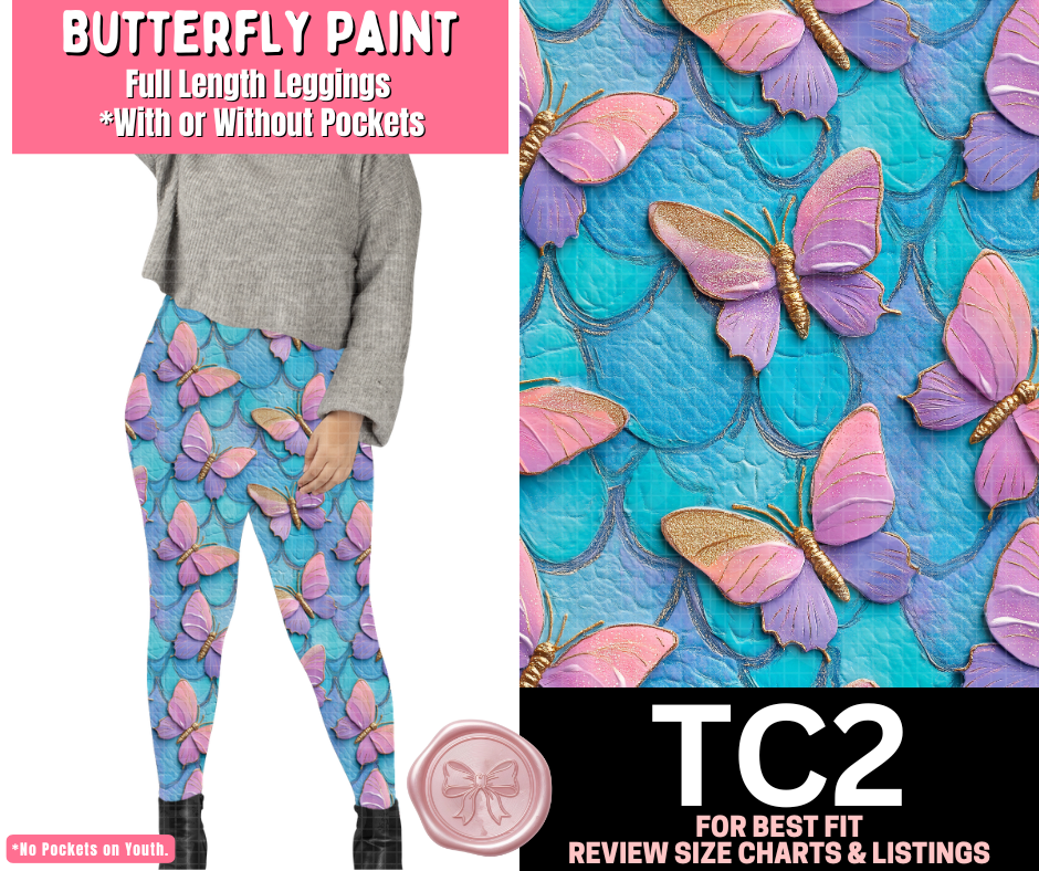 Butterfly Paint Full Length Leggings w/ Pockets