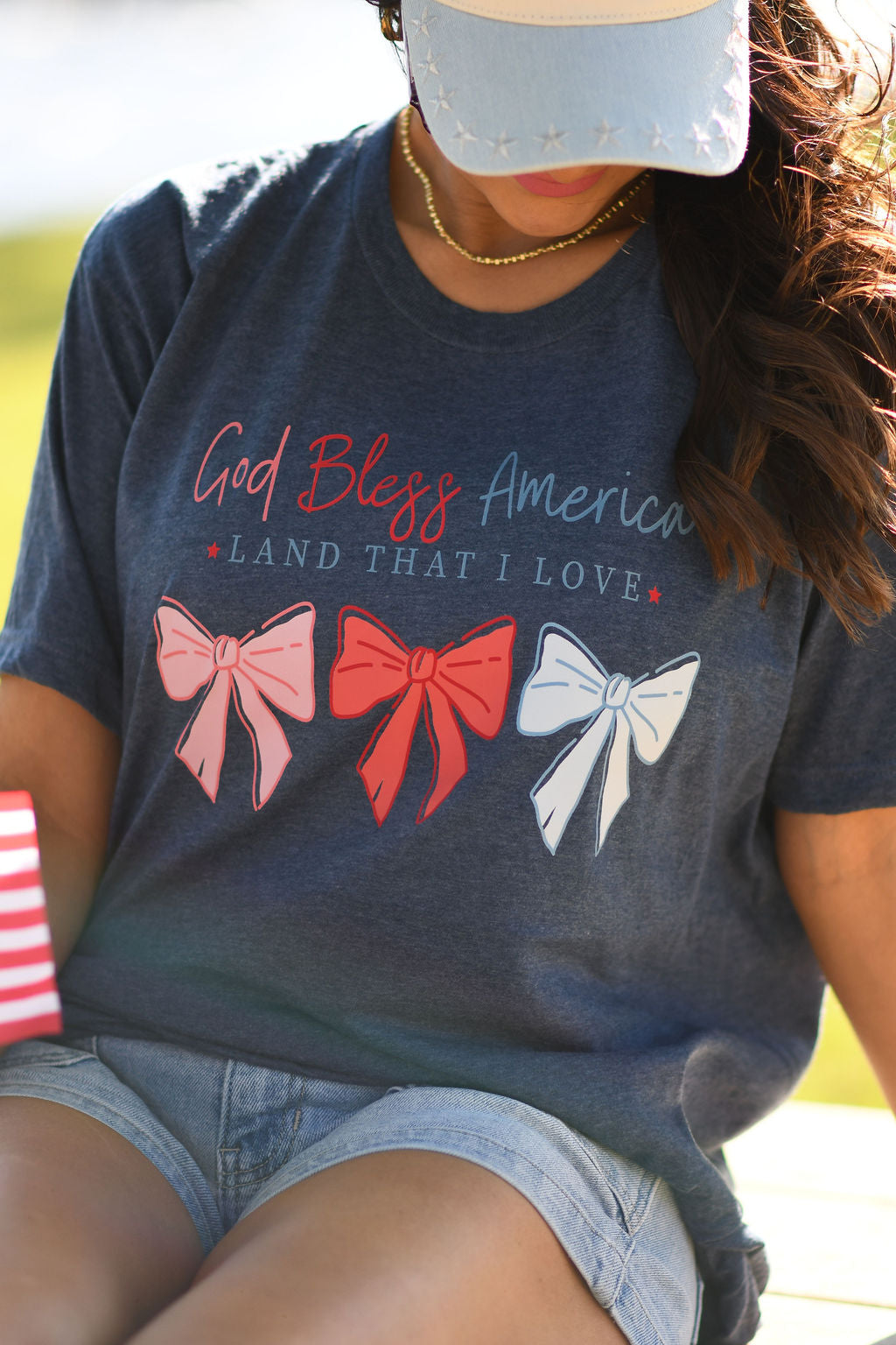 God Bless America Land That I Love Bows Tee
