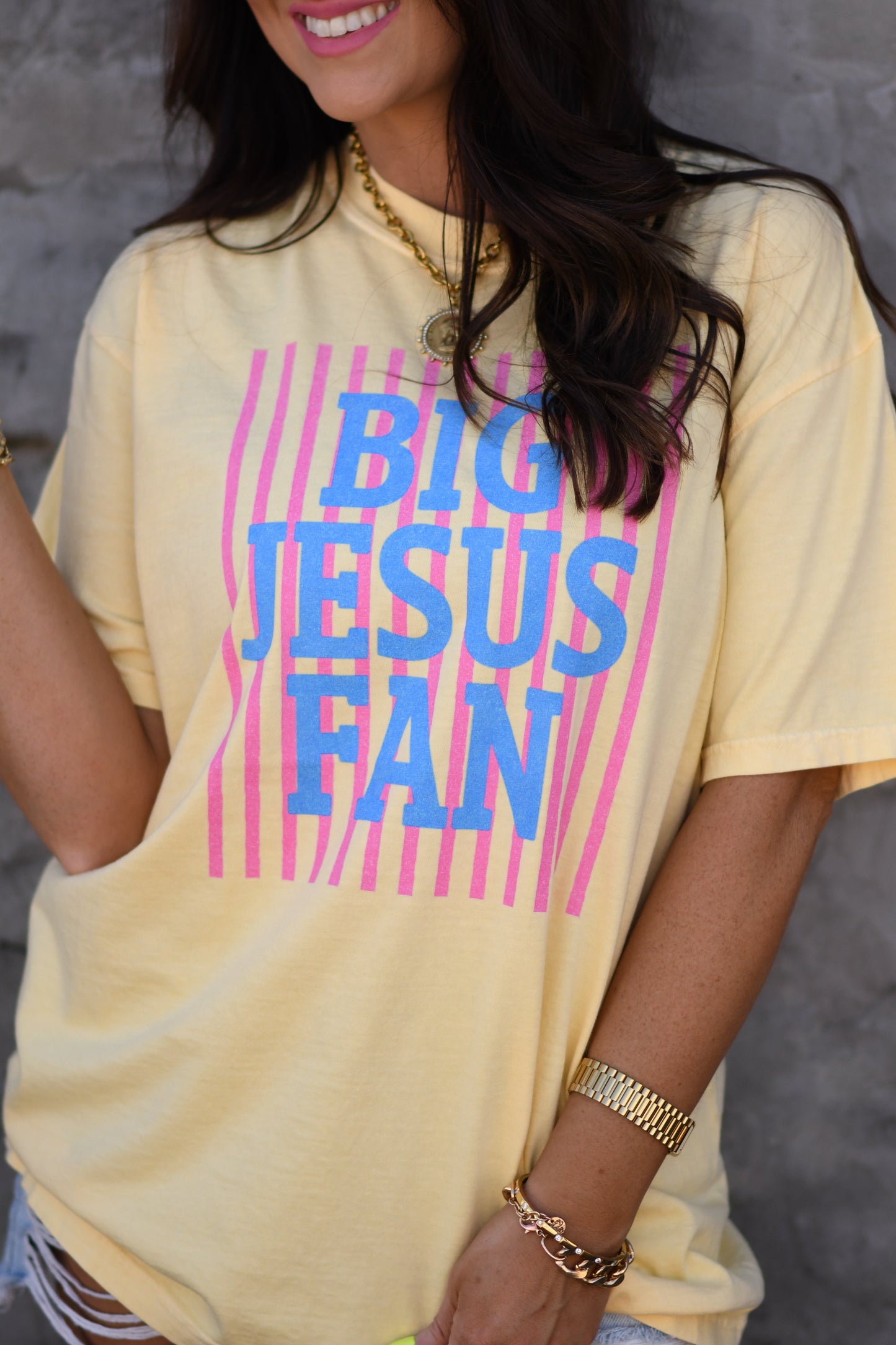 Big Jesus Fan Stripes Tee