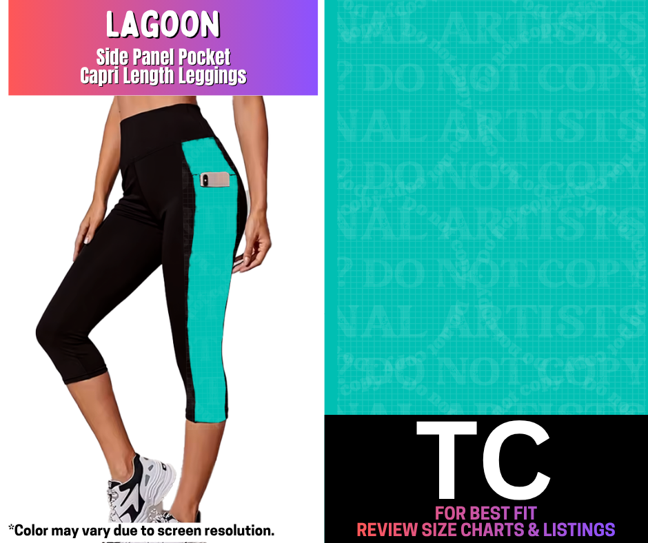 Lagoon Side Panel Pocket Capri Length Leggings