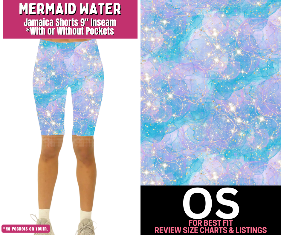 Mermaid Water Jamaica Shorts w/ Pockets
