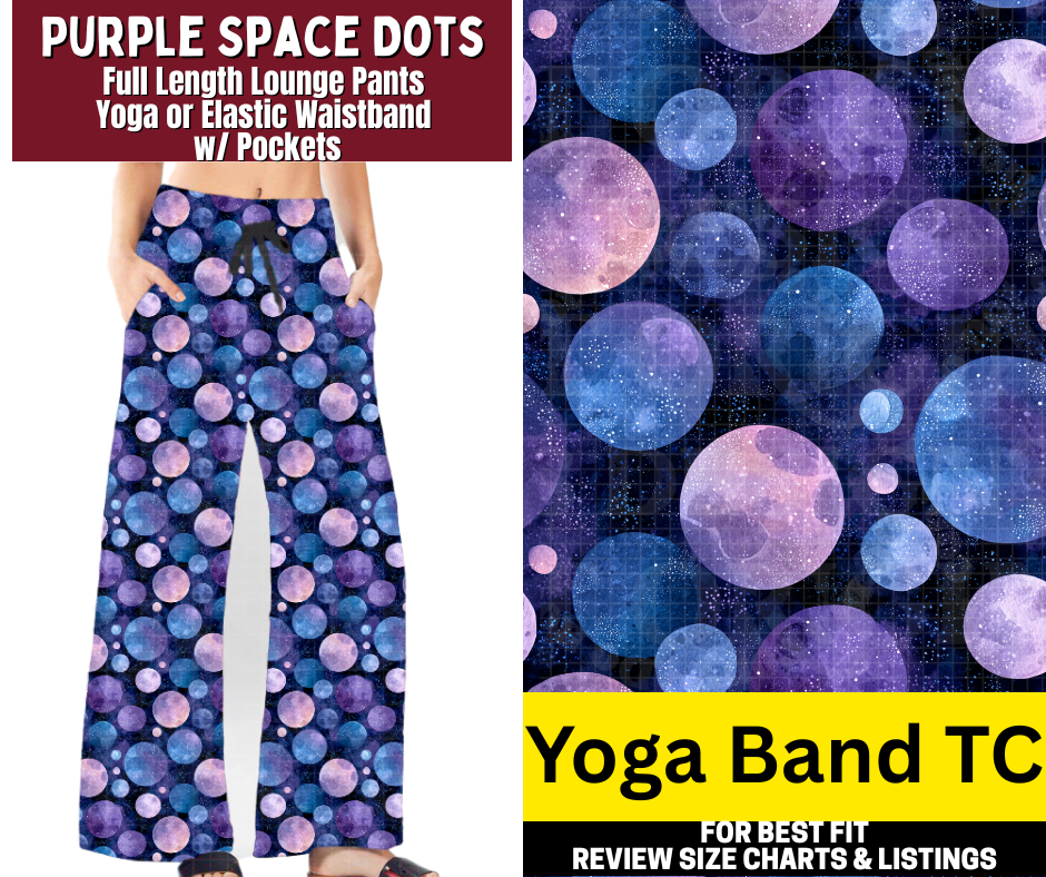 Purple Space Dots Full Length Lounge Pants