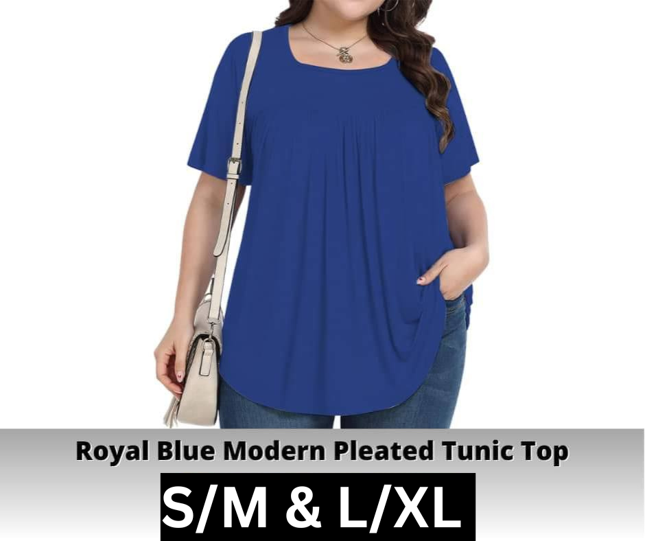 Royal Blue Pleated Tunic Top