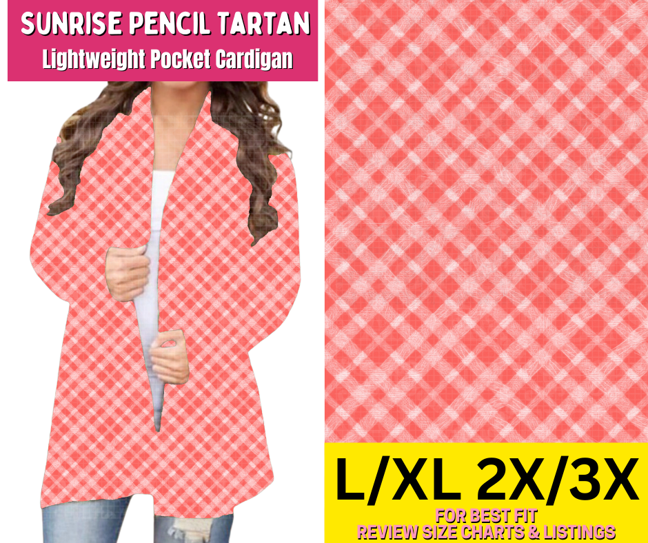 Sunrise Pencil Tartan Pocket Cardigan