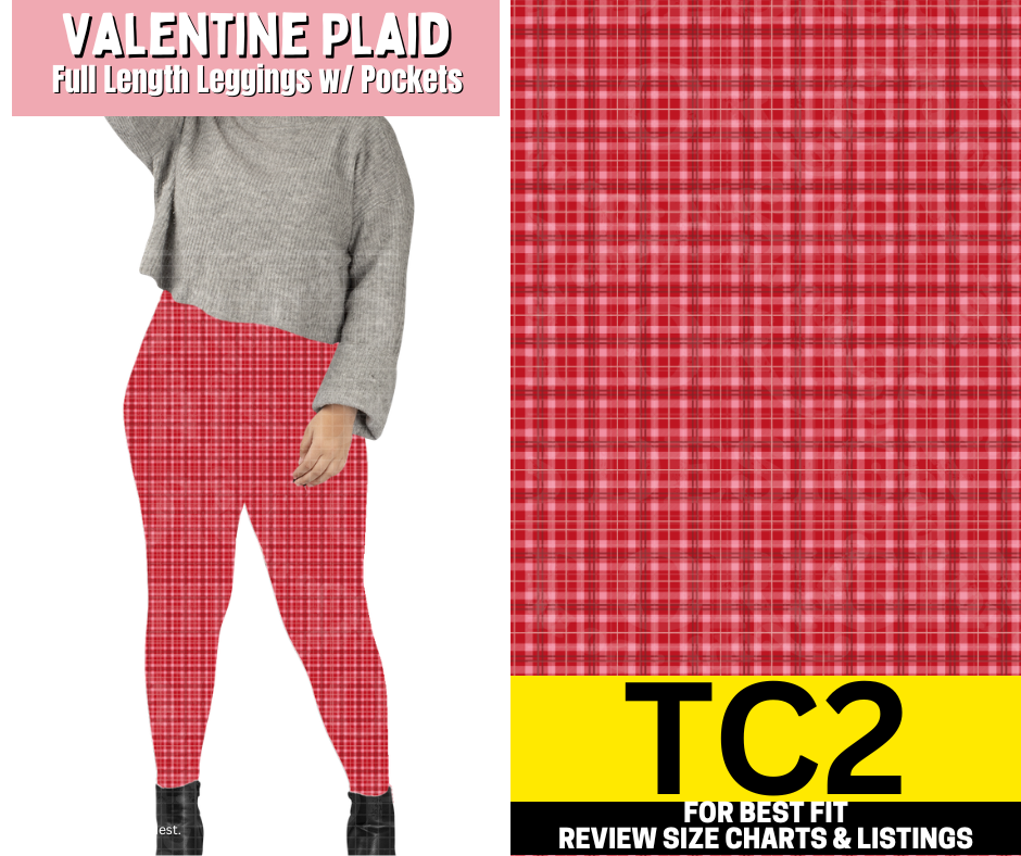 Valentine Plaid Full Length Leggings w/ Pockets