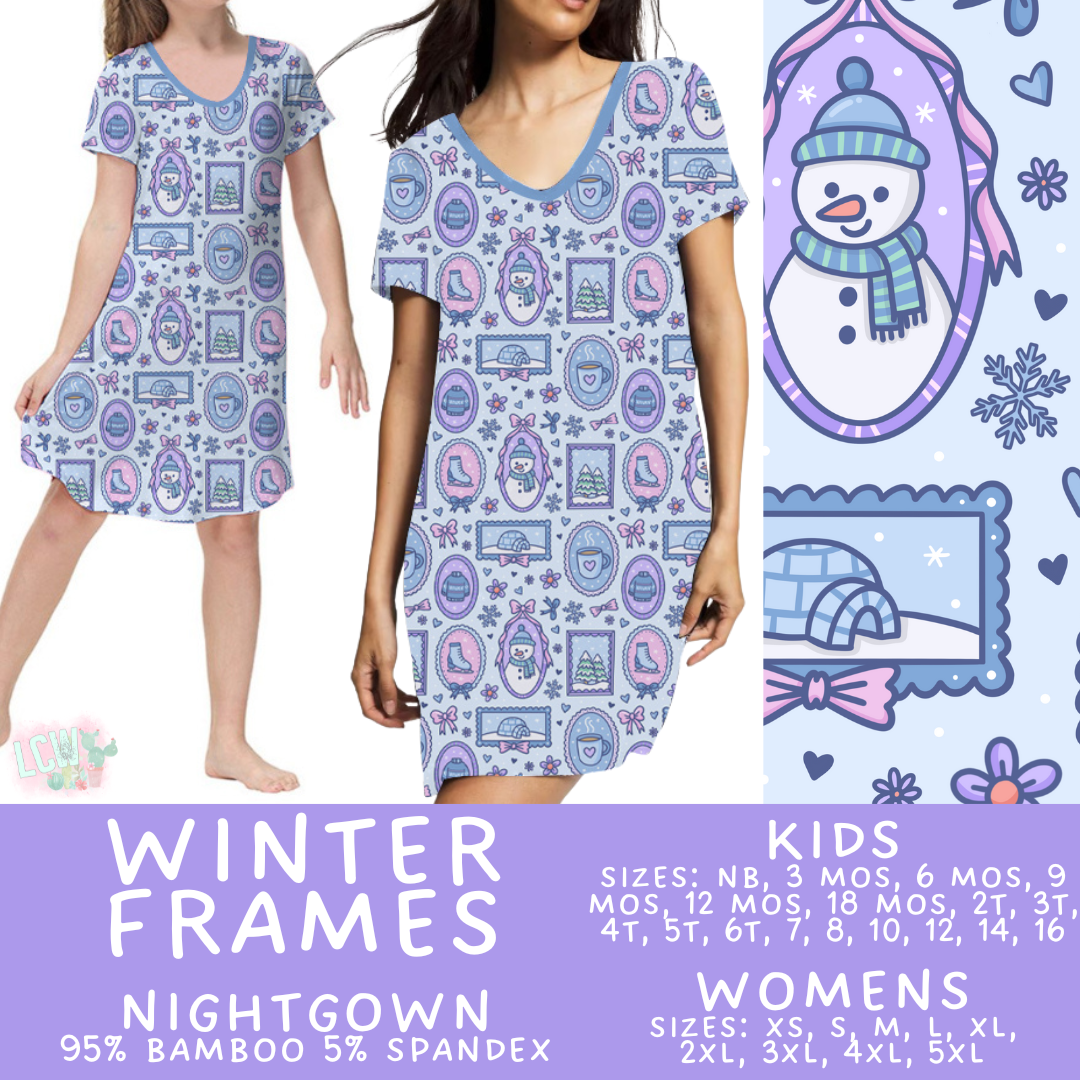 Ready to Ship - Winter Frames Adult & Kid's Bamboo Nightgown - 5T & 6