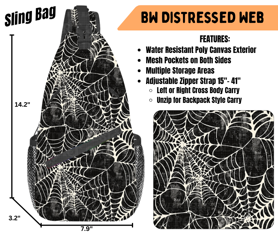 Preorder! Closes 6/22. ETA Sept. BW Distressed Web Sling Bag
