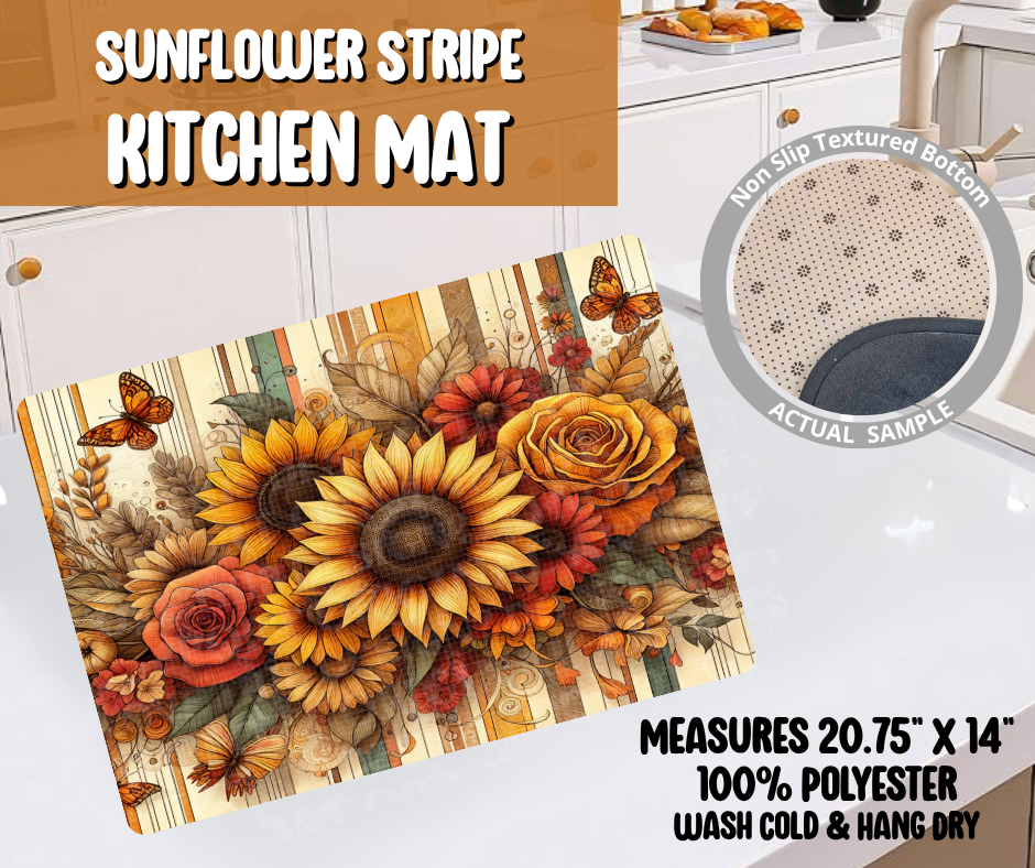 Preorder! Closes 6/8. ETA Sept. Sunflower Stripe Kitchen Mat