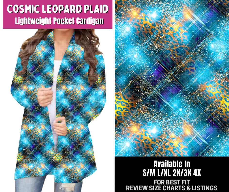 Preorder! Closes 6/18. ETA Sept. Cosmic Leopard Plaid Pocket Cardigan