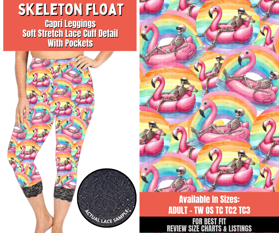 Preorder! Closes 5/18. ETA Aug. Skeleton Float Lace Cuff Capris w/ Pockets