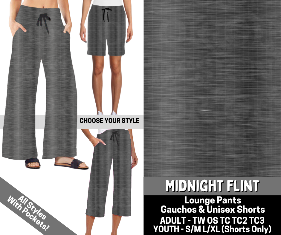 Preorder! Closes 6/15. ETA Sept. Midnight Flint Combo Lounge Lengths