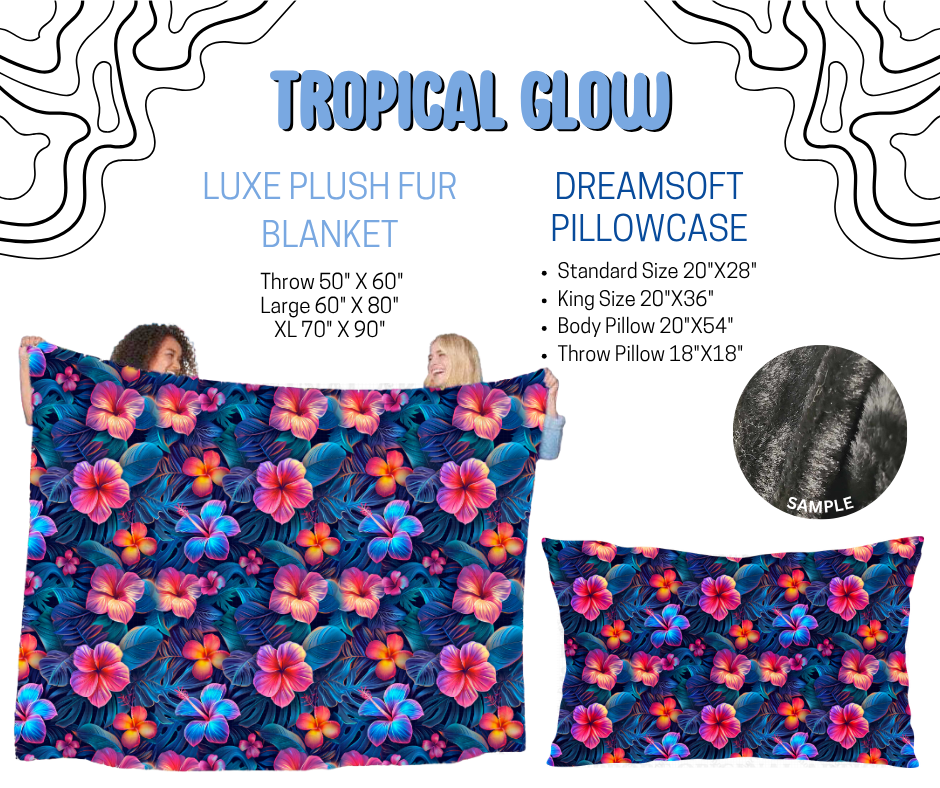 Preorder! Closes 4/29. ETA July. Tropical Glow Luxe Plush Fur Blanket and/or DreamSoft Pillowcase
