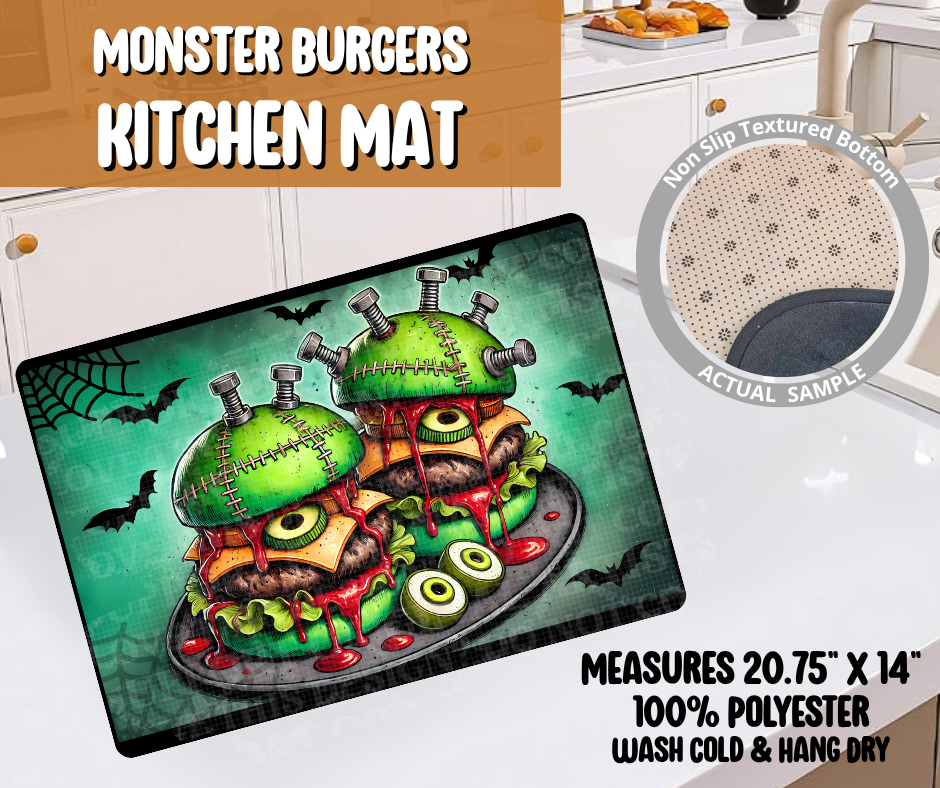 Preorder! Closes 6/8. ETA Sept. Monster Burgers Kitchen Mat