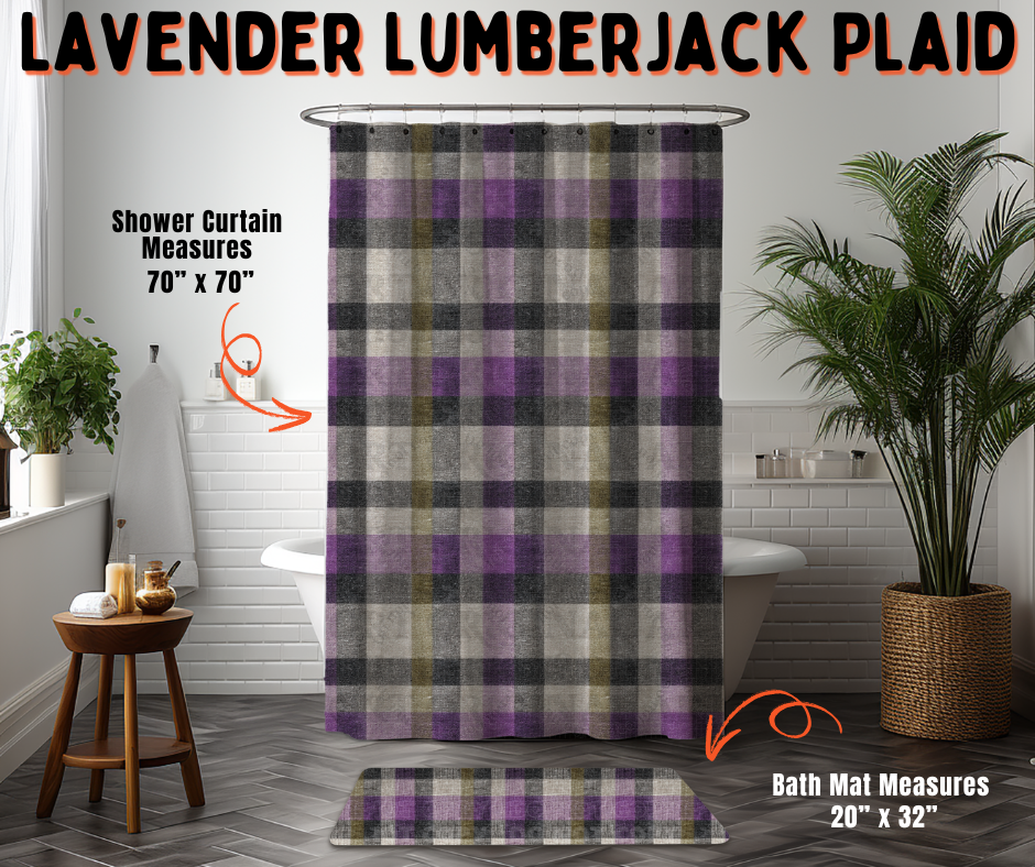 Preorder! Closes 6/10. ETA Sept. Lavender Lumberjack Plaid Custom Shower Curtain and/or Bath Mat