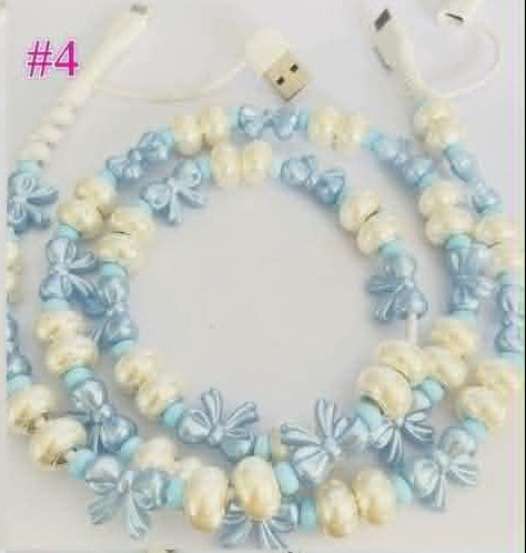FUN DESIGNED BEADED 4-IN-1 FAST CHARGING CABLE - GREAT QUALITY AND LOTS OF COLORS