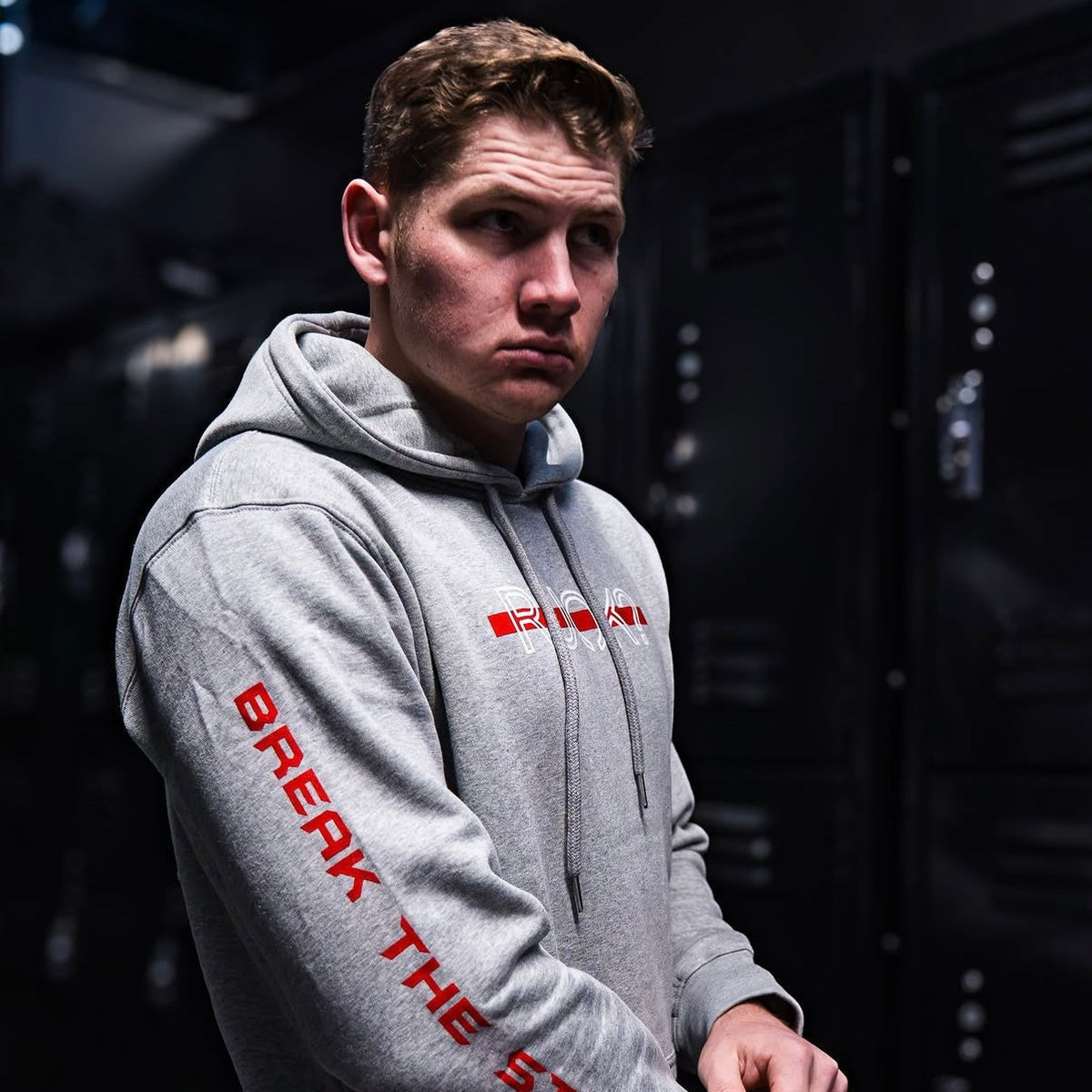 Stigma-Breaking Hoodie - Red Line (Heather Grey)