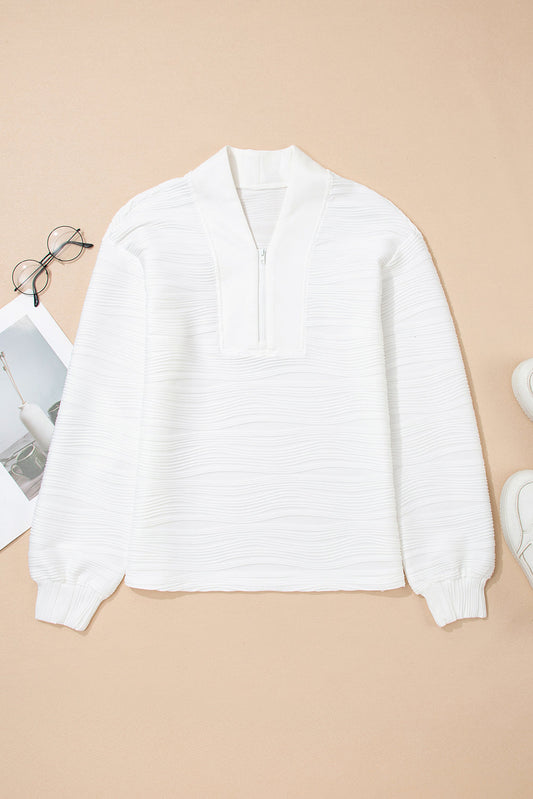 Nyomi Color Textured Zip Pullover
