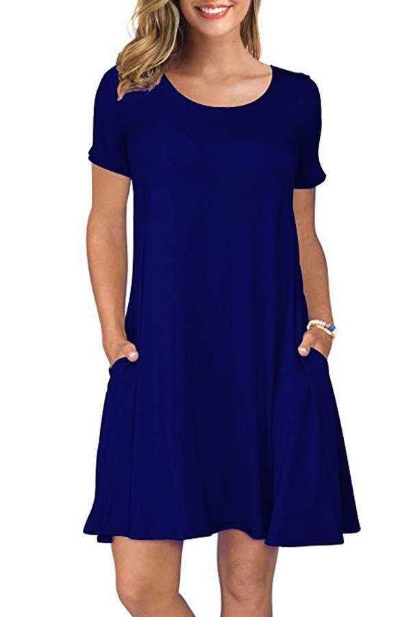 SOLID NAVY POCKET DRESS