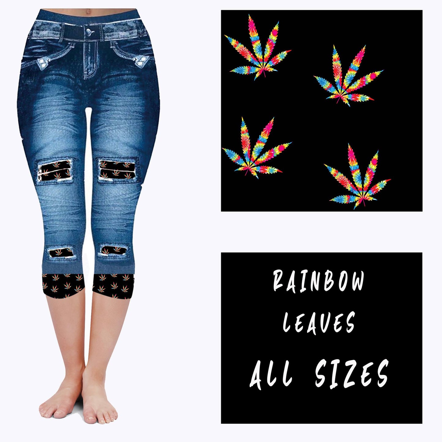 LEGGING JEAN RUN-RAINBOW LEAVES (ACTIVE BACK POCKETS)