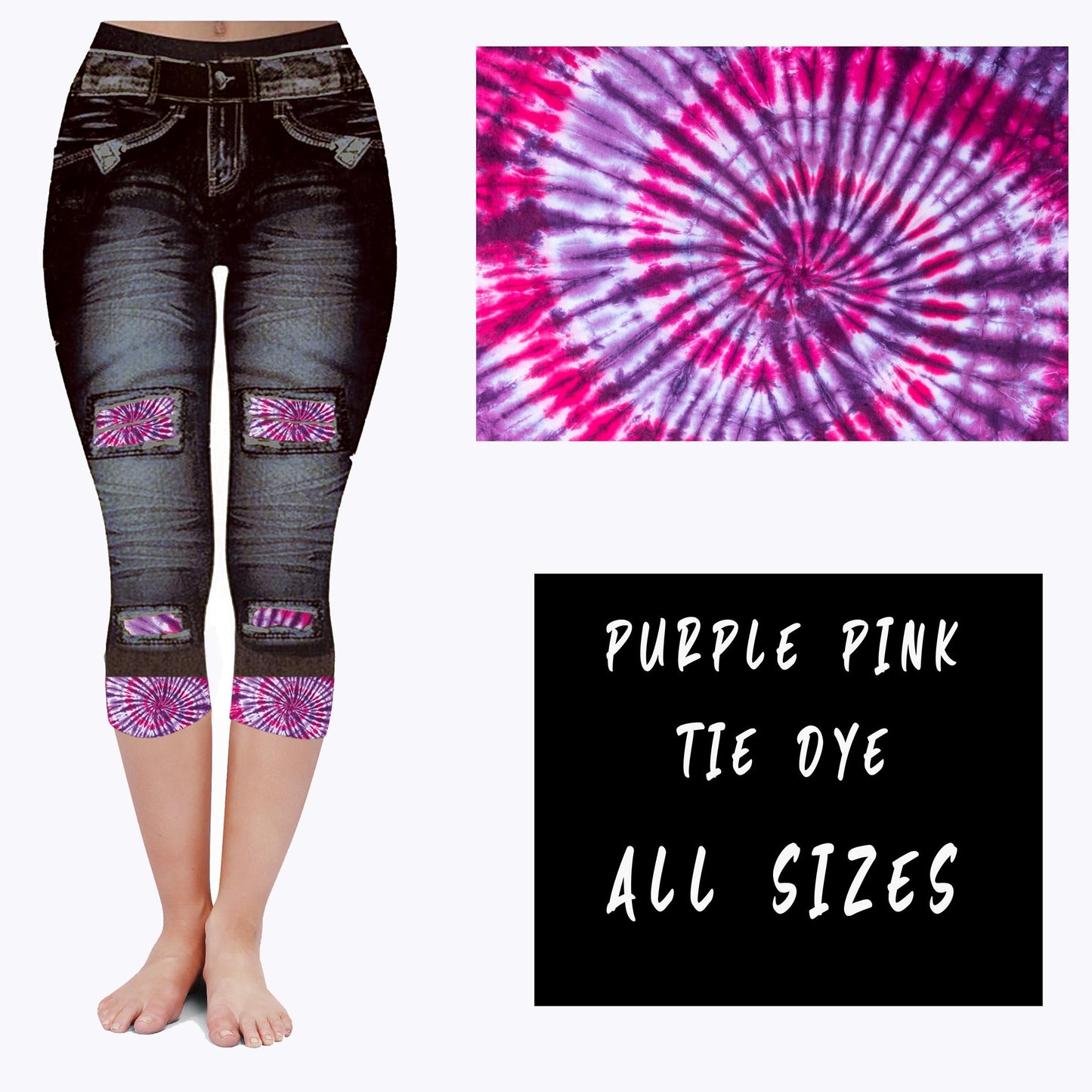 LEGGING JEAN RUN-PINK PURPLE TIE DYE (ACTIVE BACK POCKETS)