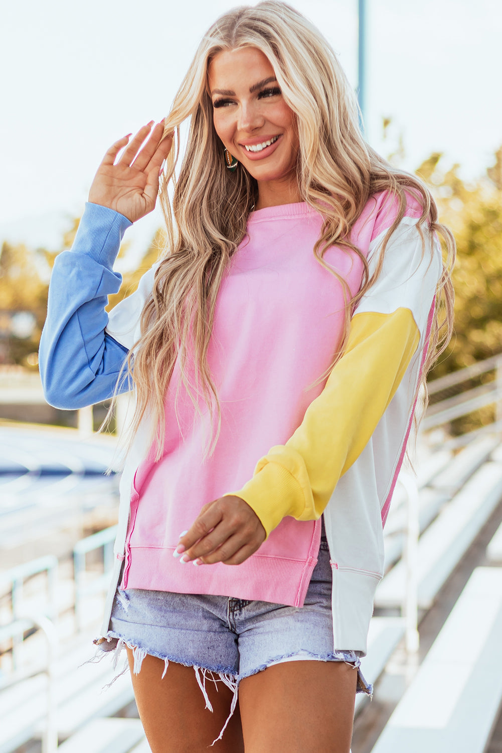 Harper Side Slits Crewneck Sweatshirt