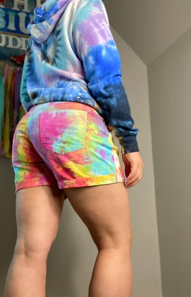 TIE DYE JEAN SHORTS