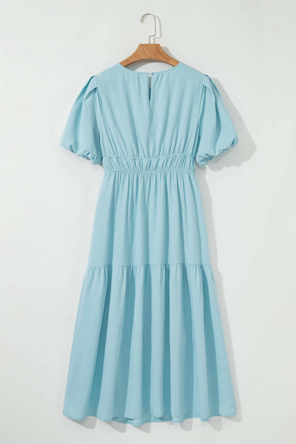 Lara Puff Sleeve Pleated High Waist Midi Dress