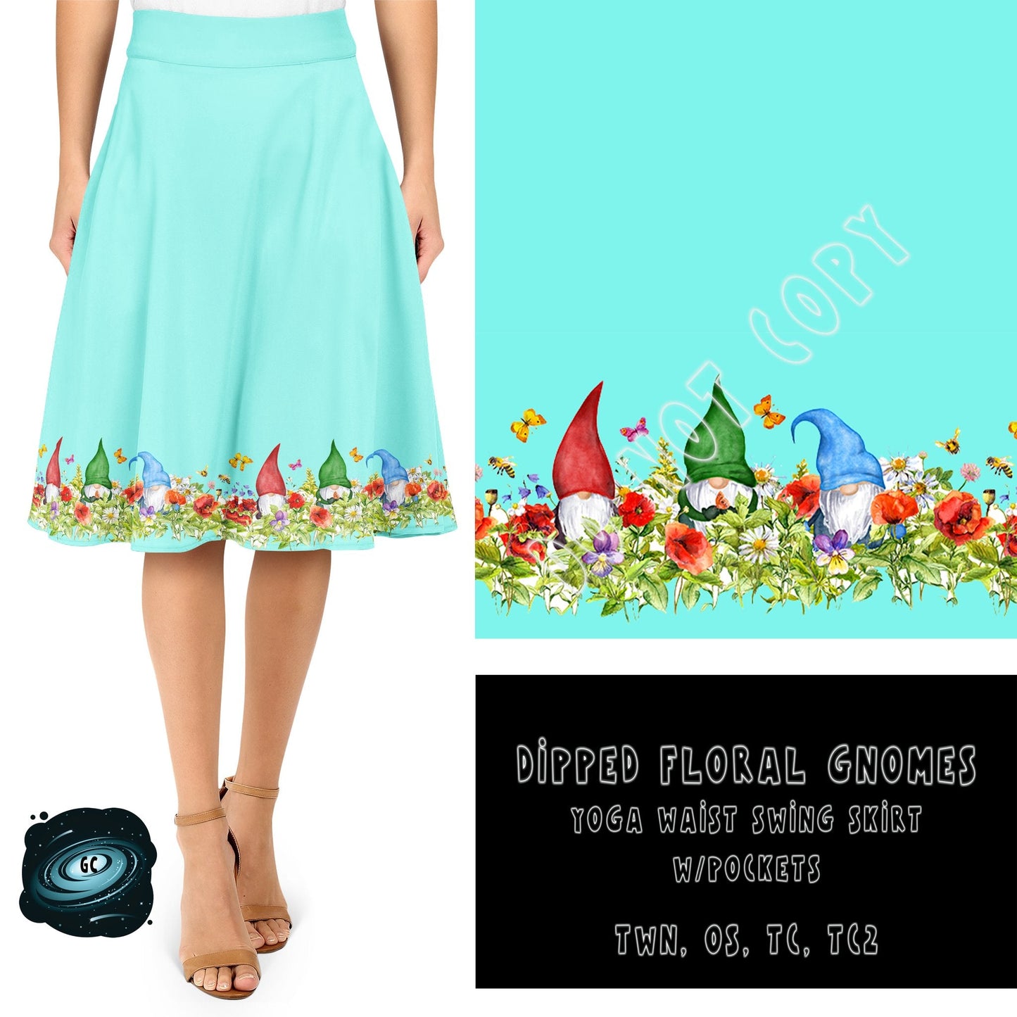 SWING SKIRT RUN- FLORAL DIPPED GNOMES