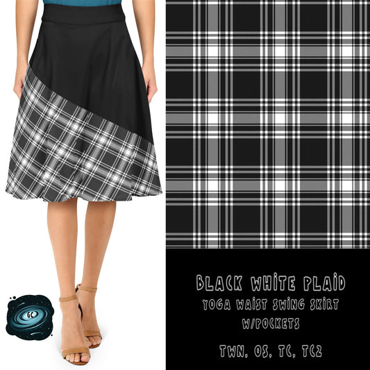 SWING SKIRT RUN- BLACK WHITE PLAID