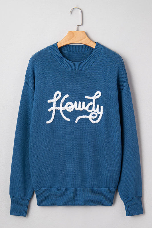 Emiyra Embroidered Graphic Western Sweater