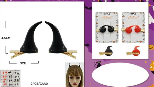 HORNED HAIR CLIPS - CHOOSE FROM BLACK OR ORANGE!
