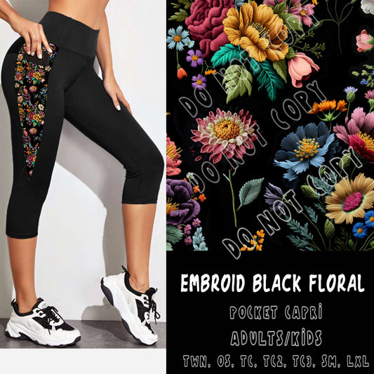 PPO 3 RUN-EMBROID BLACK FLORAL-CAPRI