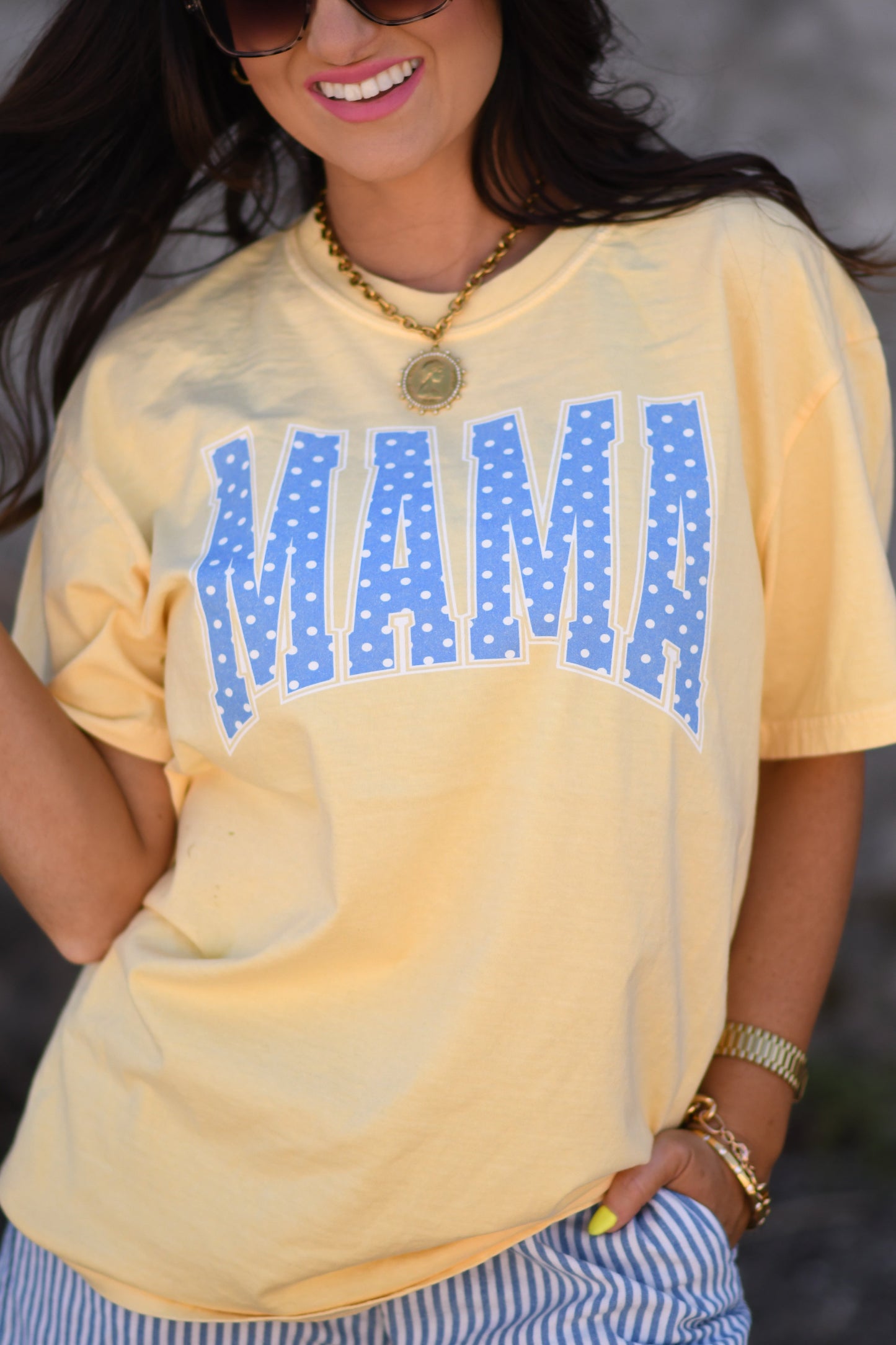 Mama Blue Polka Dots Tee