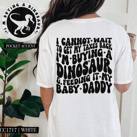 BUYING A DINOSAUR - POCKET PRINT DOUBLE SIDED TEE