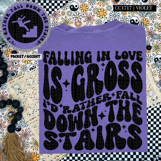 FALLING IN LOVE IS GROSS - POCKET PRINT DOUBLE SIDED TEE