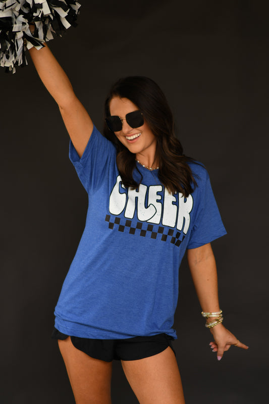 Cheer Checkered Pick Your Color Tee