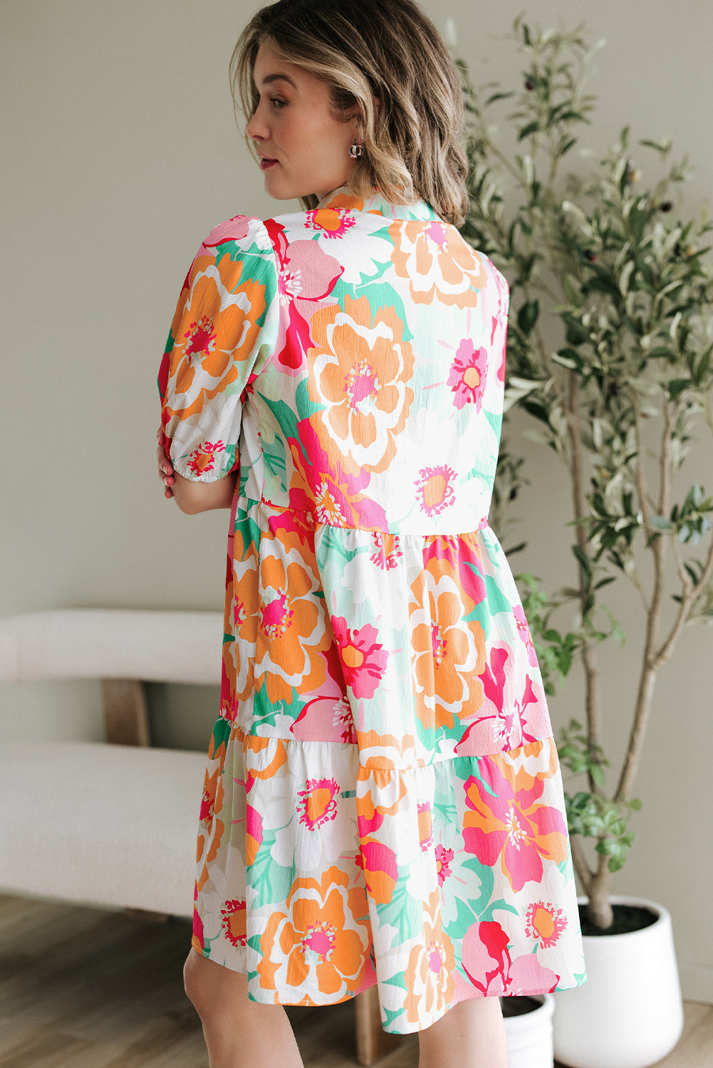 Brynleigh Floral Puff Sleeve Babydoll Dress