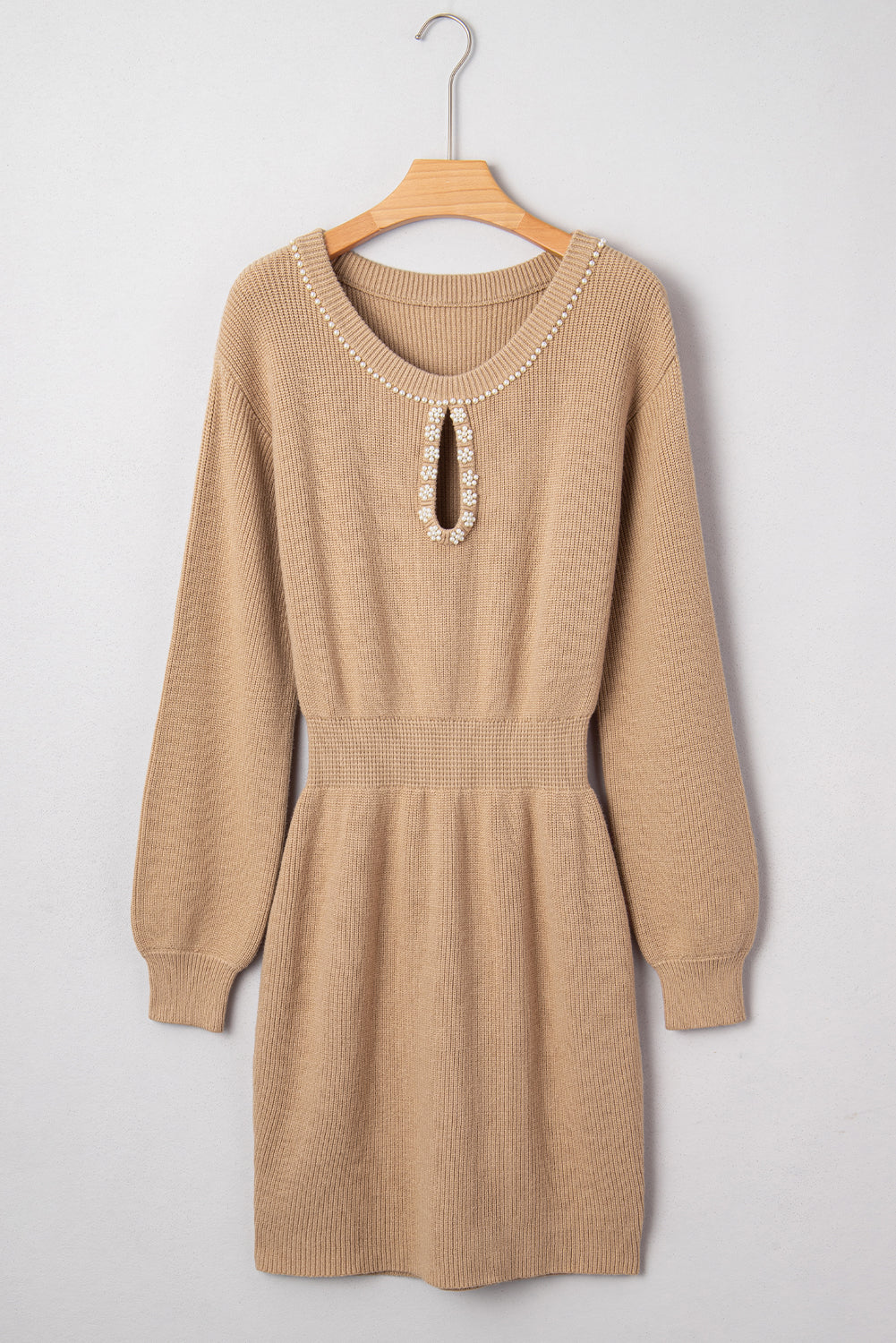 Zariah Embellished Keyhole Ribbed Sweater