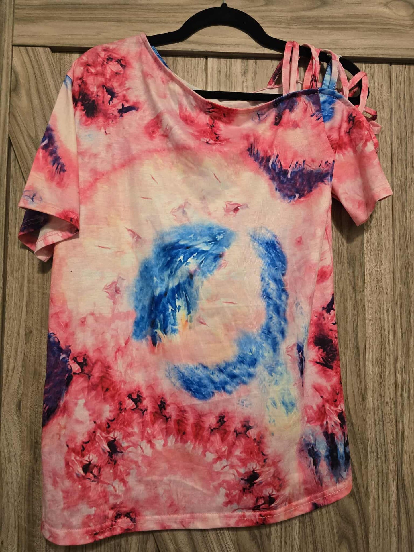 Tie Dye Cold One Sided Strappy Cold Shoulder Top - S & M