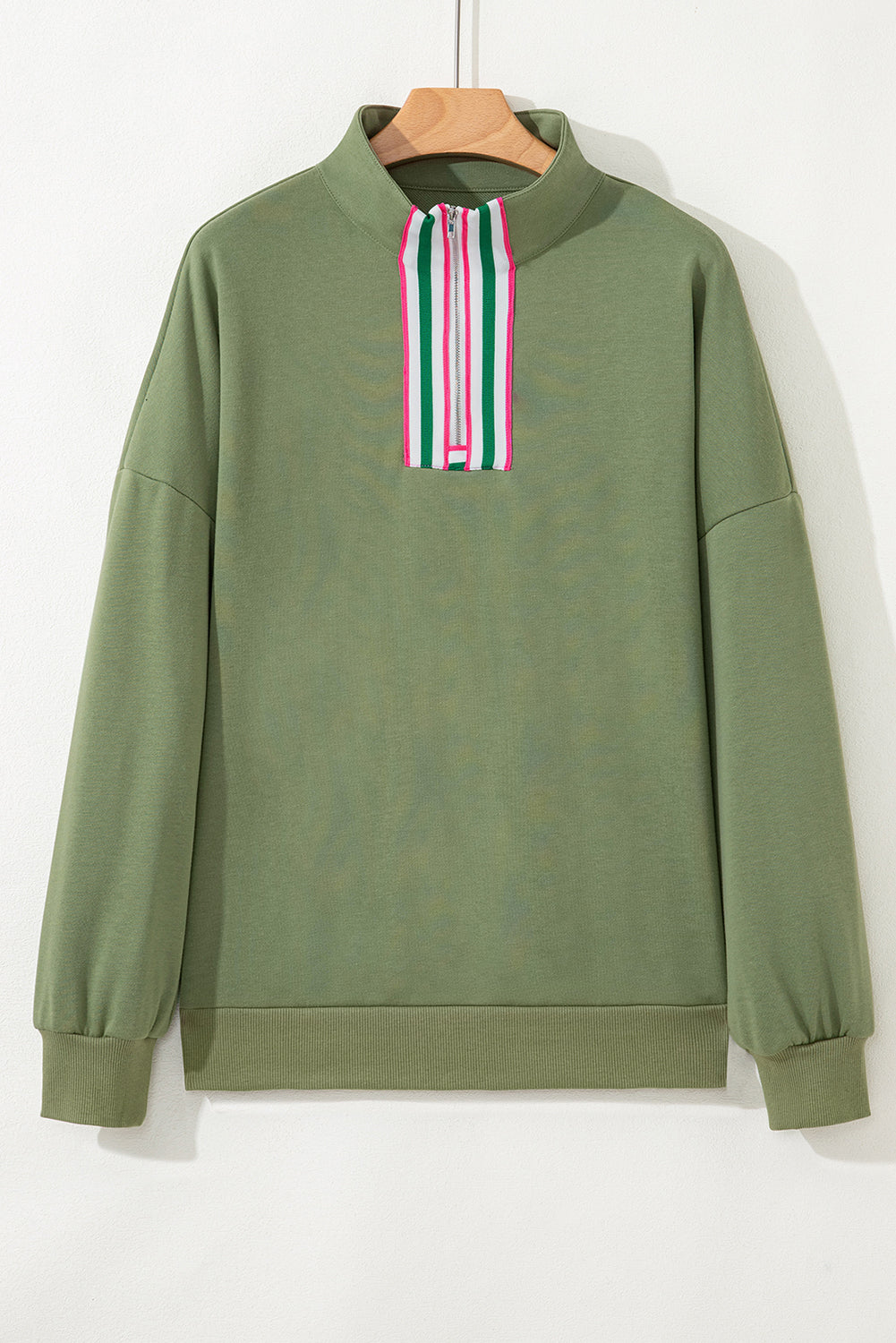 Felitina Patchwork Zip Collar Pullover
