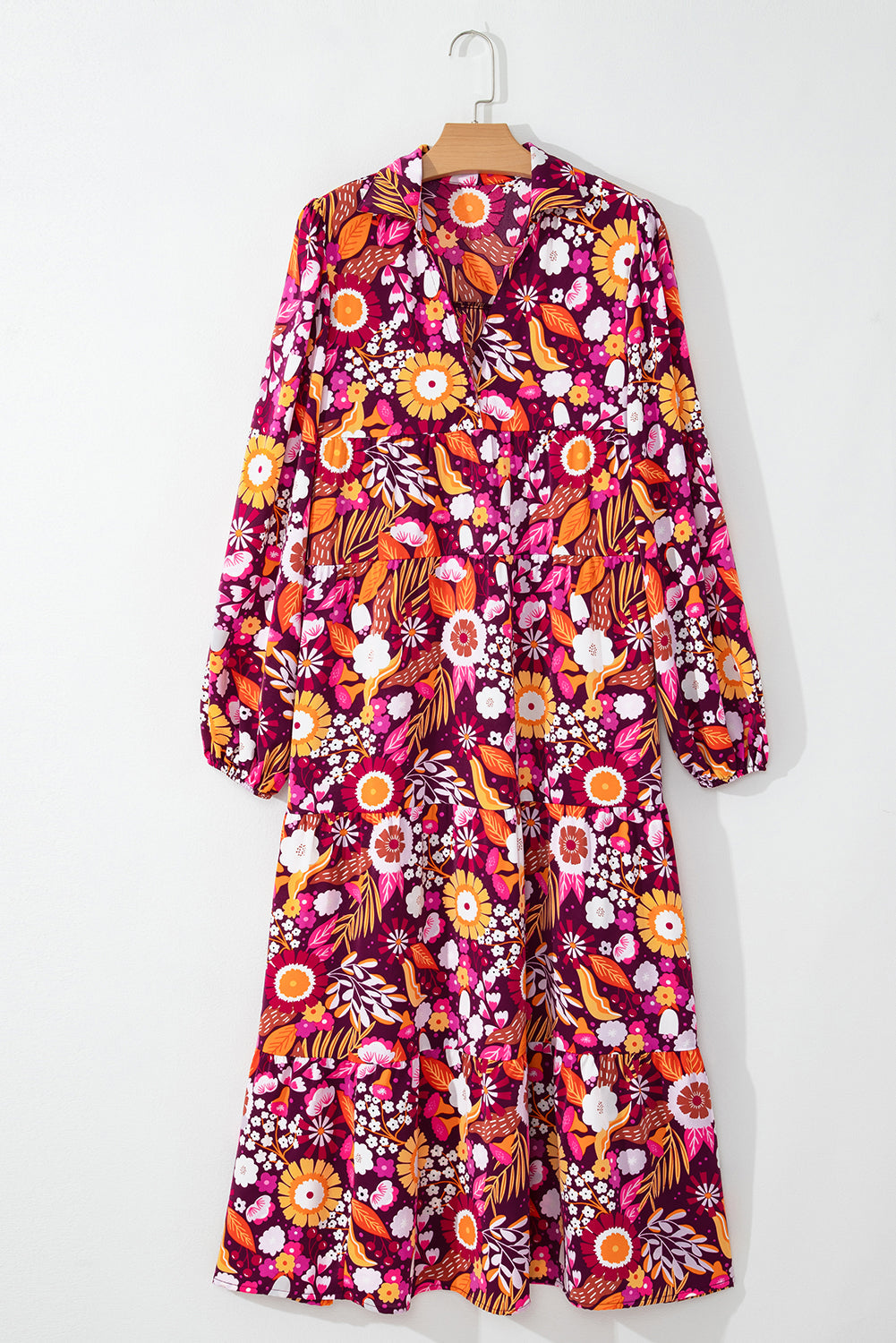 Alina Collared Tiered Long Dress