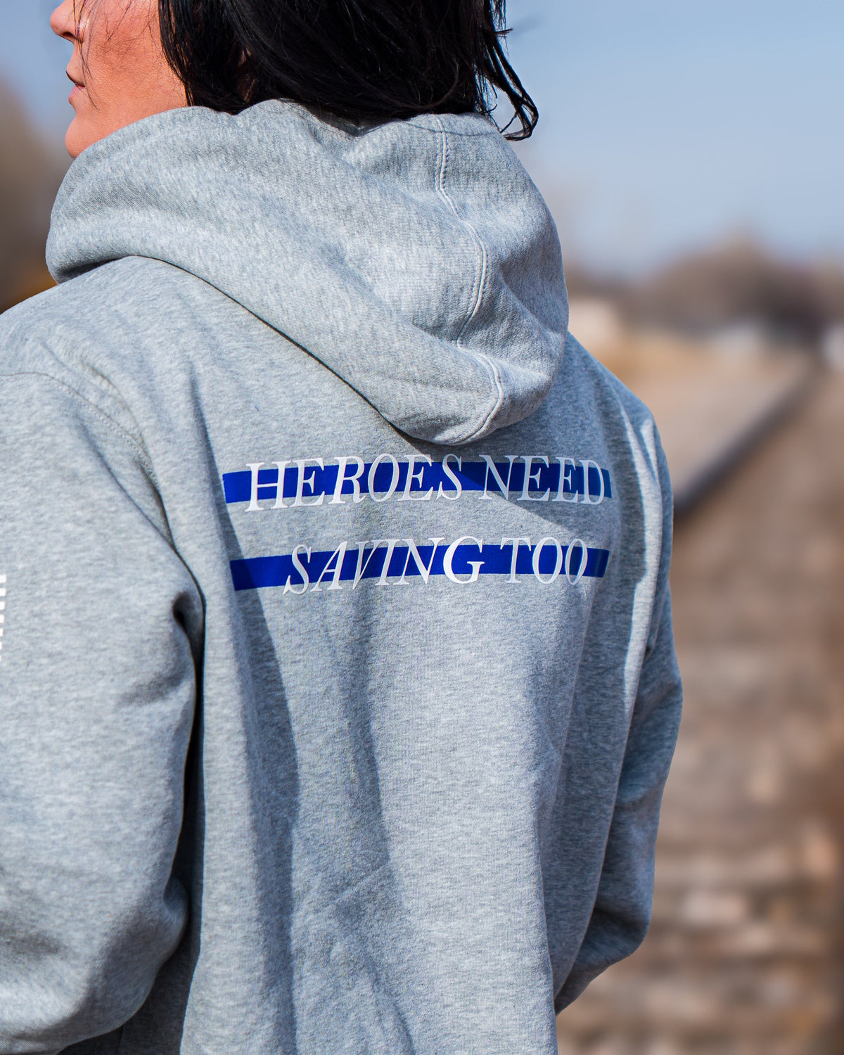 Stigma-Breaking Hoodie - Blue Line (Heather Grey)