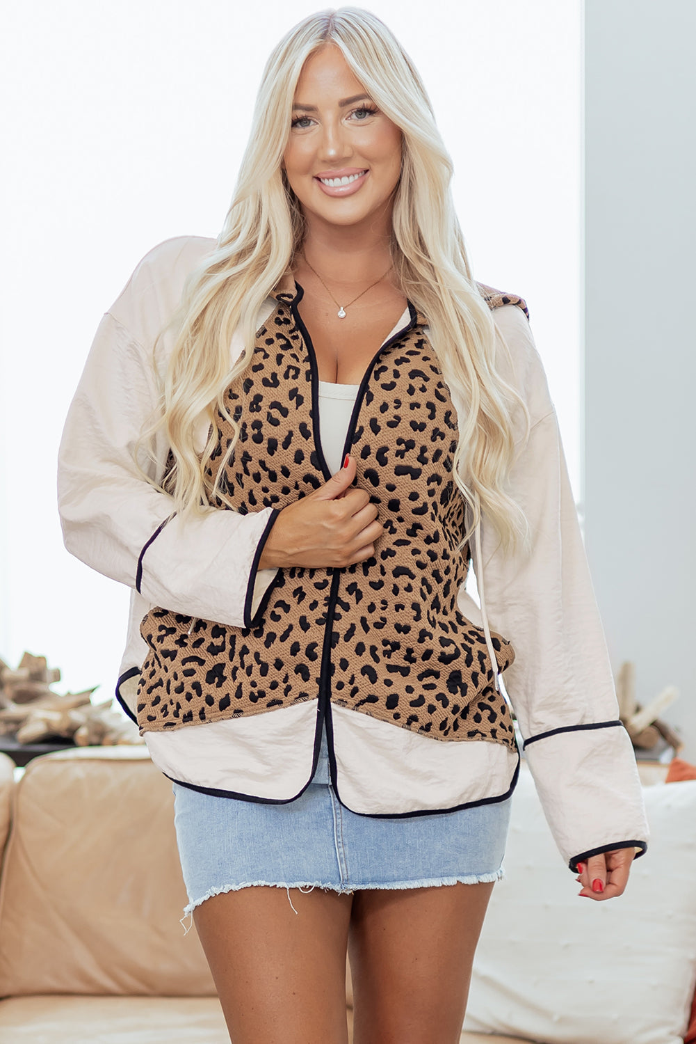 Abigail Piping Open Front Jacket