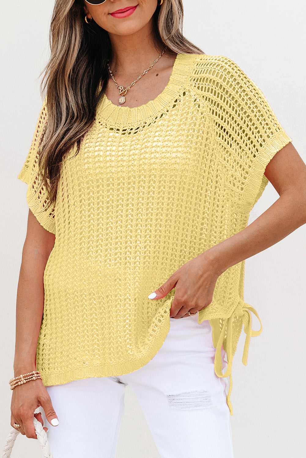 Celine Tied Short Sleeve Sweater